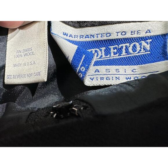 Pendleton Trousers 8 (26x28.5) Black High Rise Wool Lined Cuffed Pleated Tapered - Picture 5 of 11